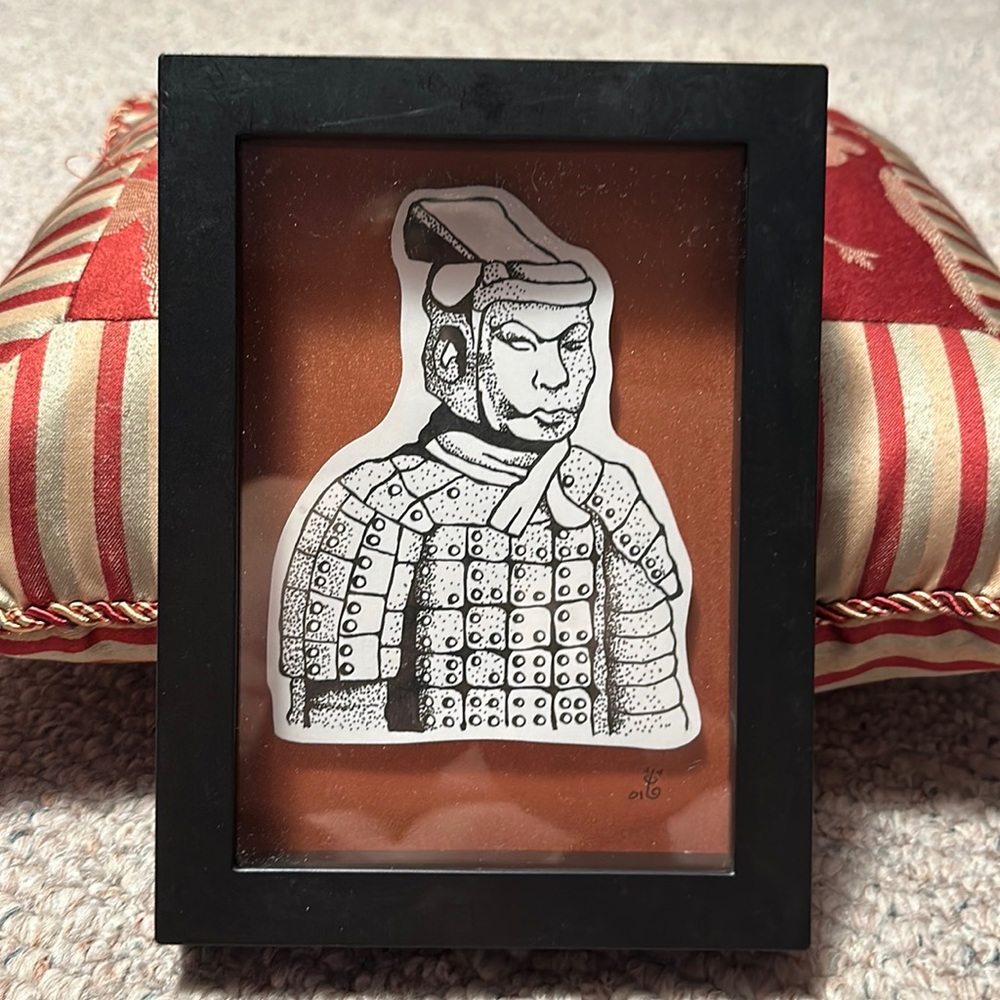 Original Hand Drawn Artwork by Jennifer Noran aka JennyKat - Clay Warrior.